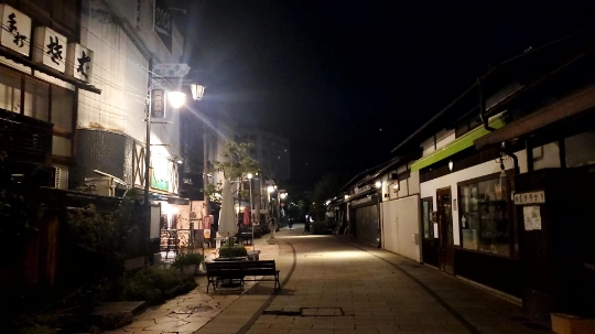 Quiet retro street view of Nawate Street at night